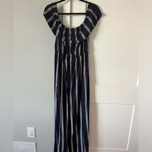 Navy striped maxi dress